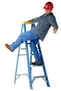Man falling off ladder