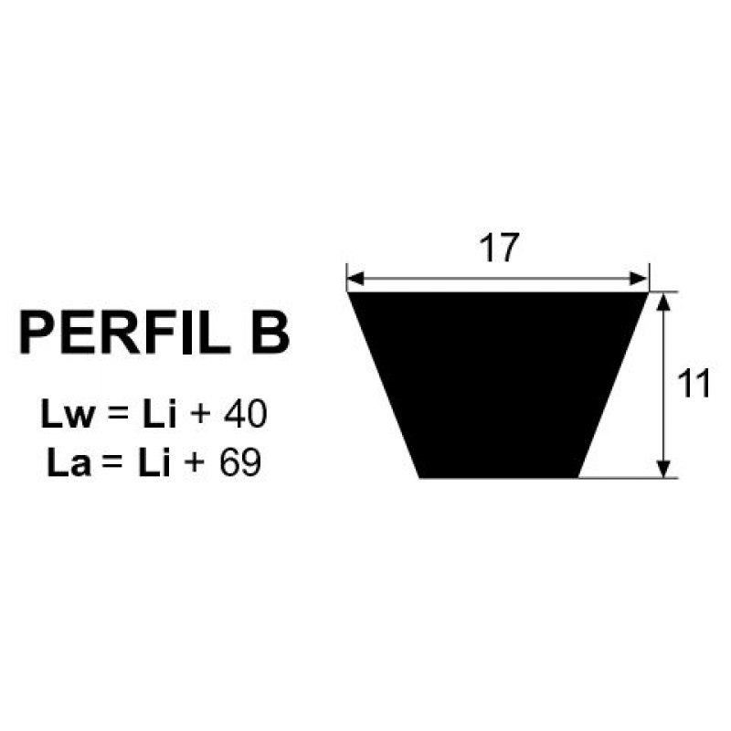 Courroie Trapézoïdale B17x1000 Li - DIN 2215 - Néoprène/polyester - Pour Transmission