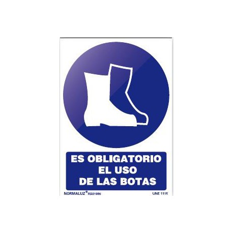 Señal obligacion uso botas adhesiva 150x200x0,7mm NORMALUZ