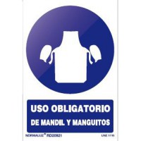 Señal obligacion uso mandil y manguitos pvc 200x300x0,7mm NORMALUZ