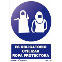 Señal obligacion uso ropa protectora soldadura pvc 210x300x0 NORMALUZ