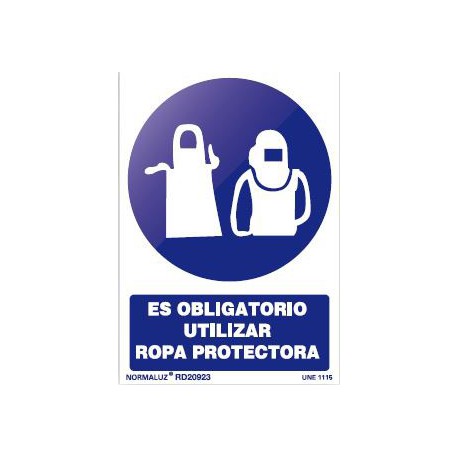 Señal obligacion uso ropa protectora soldadura pvc 210x300x0 NORMALUZ