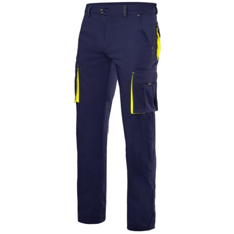 Pantalon stretch multibolsillos 103008S-1-20 marino/amarillo