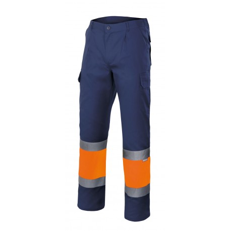 Pantalon alta visibilidad 157-230 marino/naranja