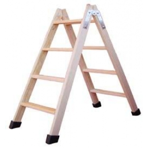 Escalera tijera madera barnizada 3 peldaños. Altura 0,7m CLIMENT