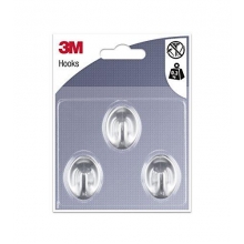 Gancho adhesivo plastico gris ovalado S (pack 3) 3M