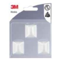 Gancho adhesivo plastico blanco rectangular S (pack 3) 3M