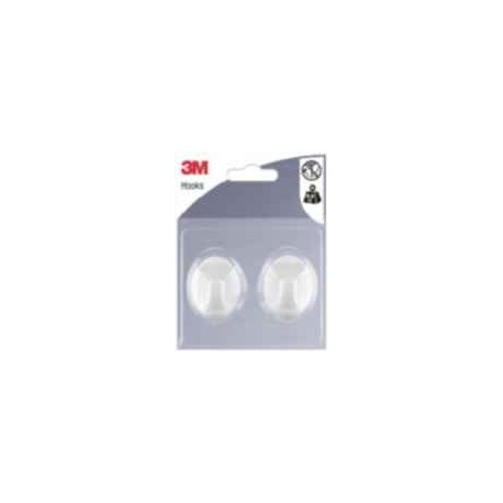 Gancho adhesivo plastico blanco ovalado M (pack 2) 3M