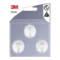 Gancho adhesivo plastico blanco ovalado S (pack 3) 3M
