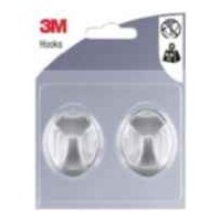 Gancho adhesivo plastico gris ovalado M (pack 2) 3M