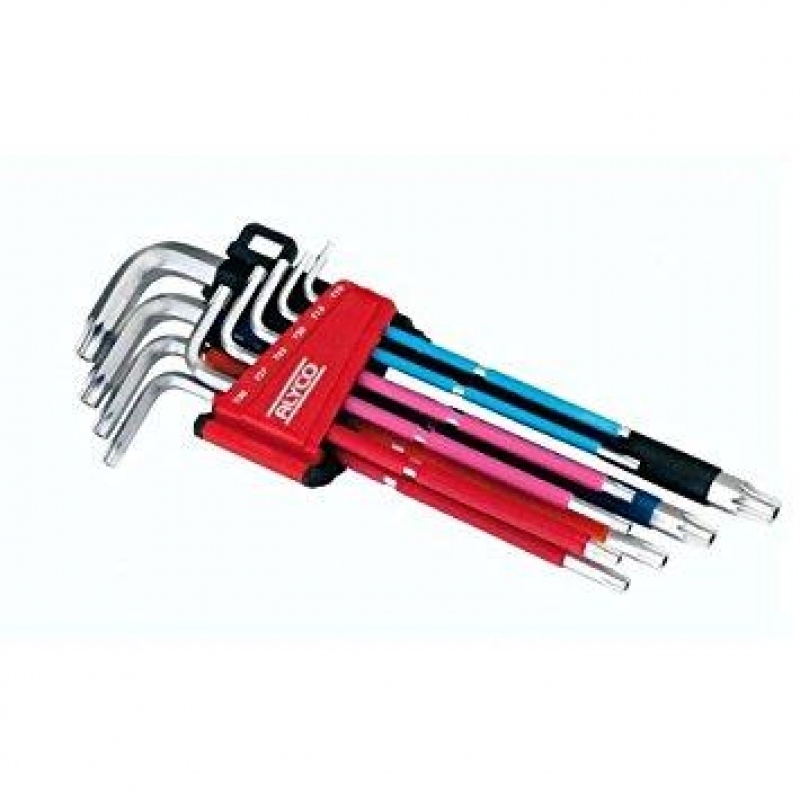 Juego llaves torx l 9 piezas largo inviolable