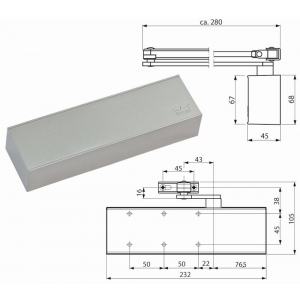 Cierrapuerta TS 83 sin brazo plata DORMA