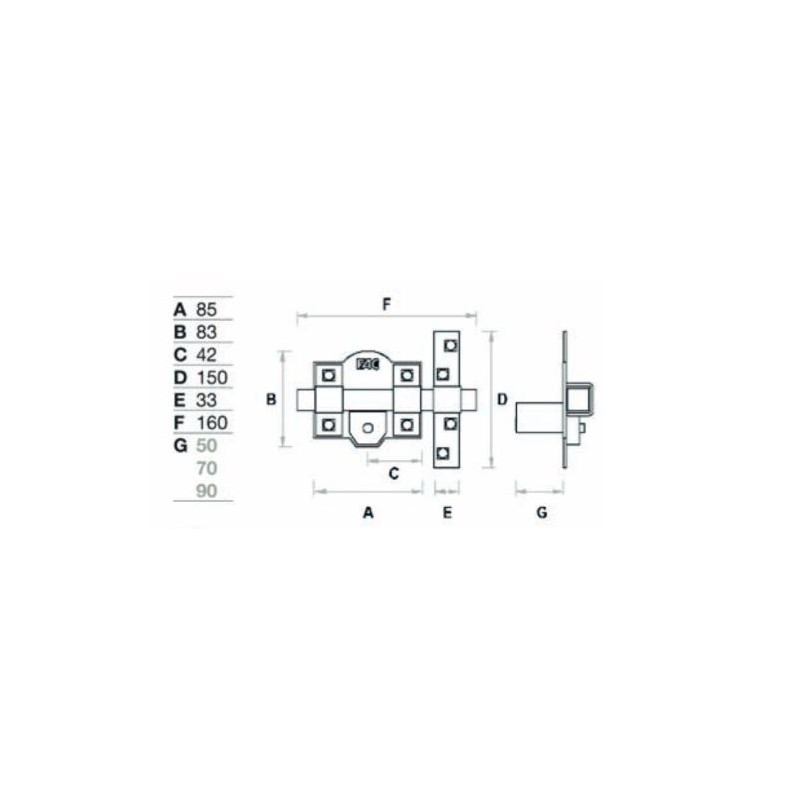 Cerrojo Fac 305-r/ 80-n/ derecha