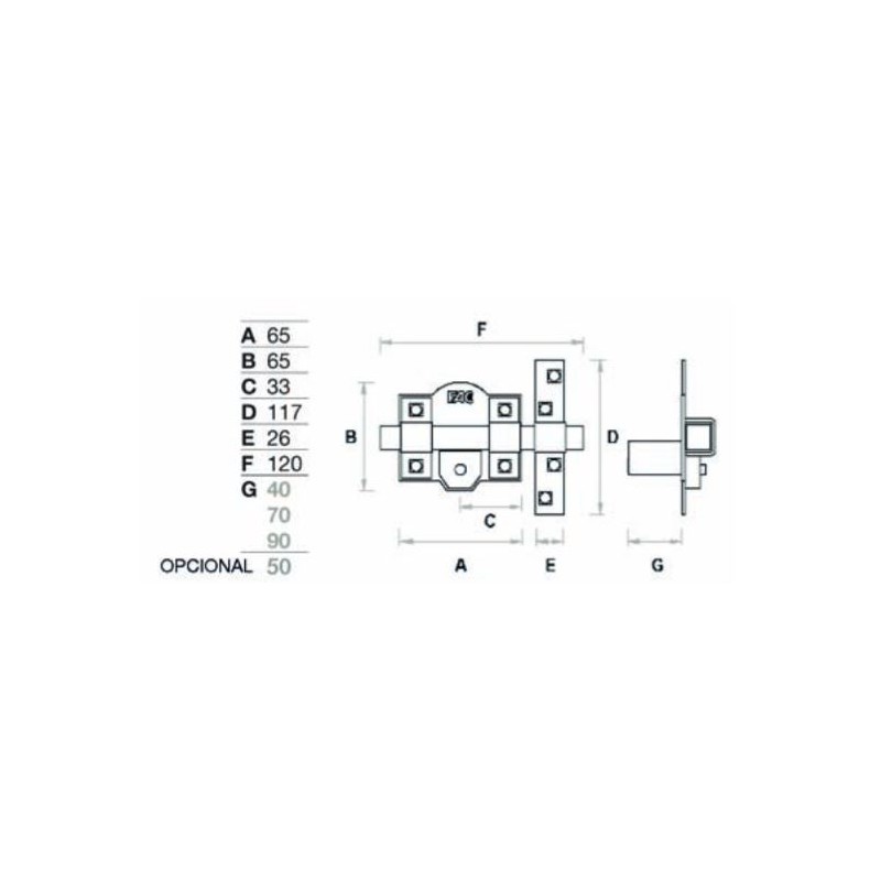 Cerrojo FAC 428R / 65 Plateado Bombillo 40mm.