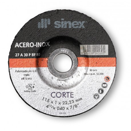 Disco de corte hierro/inox 115x2.4 A-P SINEX