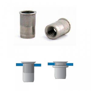 Tuerca remachable ranurada inox cabeza ancha M-10  (20 unidades) BRALO