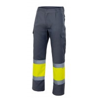 Pantalon alta visibilidad 156-80 gris/amarillo VELILLA