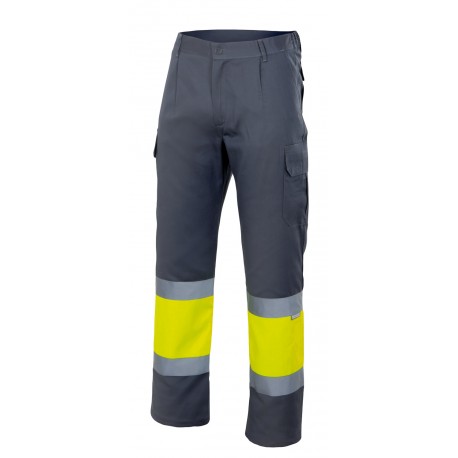 Pantalon alta visibilidad 156-80 gris/amarillo VELILLA