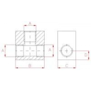 Racor en T 700bar 3/8"H LARZEP