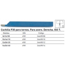 Cuchilla P30 para tornos derecha 10x16x110mm ISO 7 METALWORKS