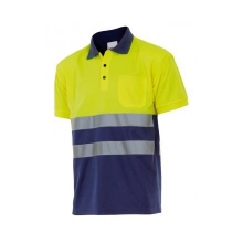 Polo manga corta alta visibilidad 305504-01/20 azul/amarillo VELILLA