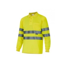 Polo manga larga alta visibilidad 174-20 amarillo fluor VELILLA