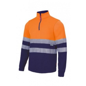 Sudadera con cremallera alta visibilidad naranja/azul VELILLA