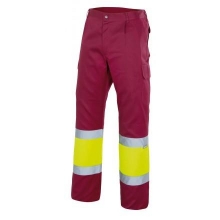 Pantalon alta visibilidad 157-18/20 granate/amarillo fluor VELILLA