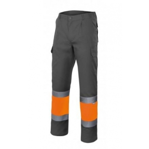 Pantalon alta visibilidad 157-08/19 gris/naranja fluor VELILLA