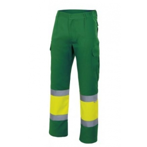 Pantalon alta visibilidad 157-02/20 verde hierba/amarillo fl VELILLA