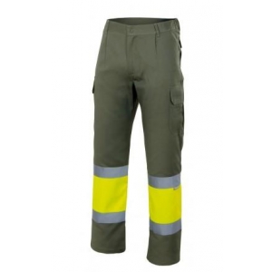 Pantalon alta visibilidad 157-03/20 verde caza/amarillo fluo VELILLA