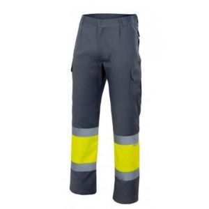 Pantalon alta visibilidad 157-08/20 gris/amarillo fluor VELILLA