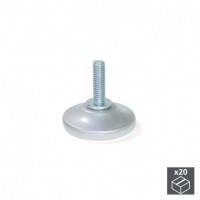 Emuca Pie nivelador para mueble, base circular, M6, D. 35 mm, altura 34 mm, Acero y plástico, 20 ud.