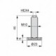 Emuca Pie nivelador para mueble, regulación interior, M10, D. 23 mm, altura 46 mm, Acero y plástico, 20 ud.