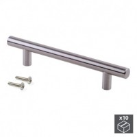 Emuca Tiradores para mueble, D. 12 mm, intereje 256 mm, Acero, Niquel Satinado, 10 ud.