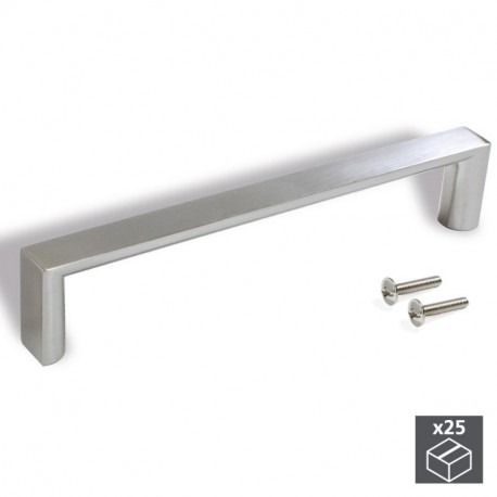 Emuca Tiradores para mueble, intereje 96 mm, Zamak, Niquel satinado, 25 ud.