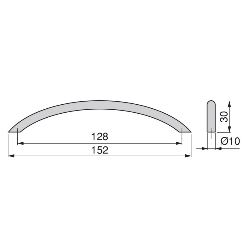 10 Tiradores para muebles de cocina (128mm) Niquel Satinado