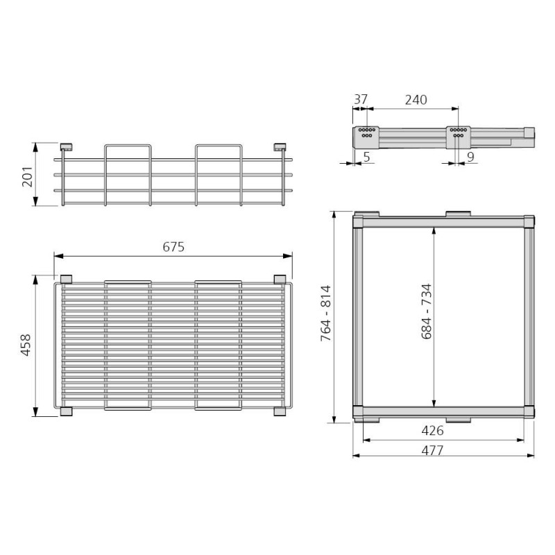 Emuca Kit de zapatero metálico y bastidor de guías para armarios Moka,  cierre suave, regulable, módulo de 800mm, Acero y aluminio, Color moka