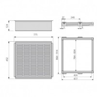 KIT ZAPATERO METÁLICO Y BASTIDOR DE GUÍAS REGULABLE MÓDULO 600 MM GRIS  METALIZADO