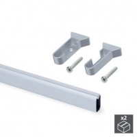 Emuca barra de armario con goma, ovalada, 30x15 mm, 950 mm, Aluminio, Anodizado mate, 2 ud.