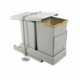 Emuca Contenedor de reciclaje, fijación inferior, extración y tapa automatica, 2 cubos de 14 litros, Plástico, Gris