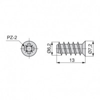 Emuca Tornillos, cabeza plana Pozidrive, D. 6,2 mm, 13 mm, Euro, Acero, Zincado, 500 ud.