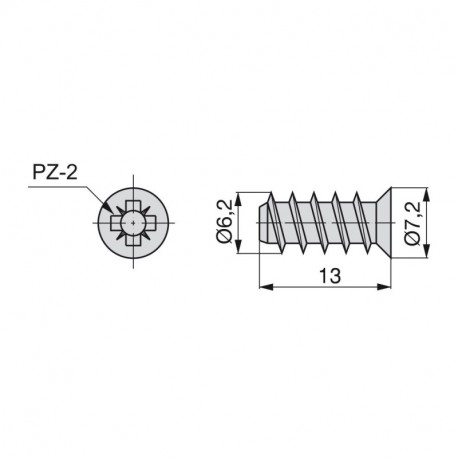 Emuca Tornillos, cabeza plana Pozidrive, D. 6,2 mm, 13 mm, Euro, Acero, Zincado, 500 ud.