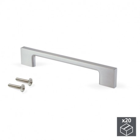 Emuca Tiradores para mueble, intereje 128 mm, Zamak, Niquel satinado, 20 ud.