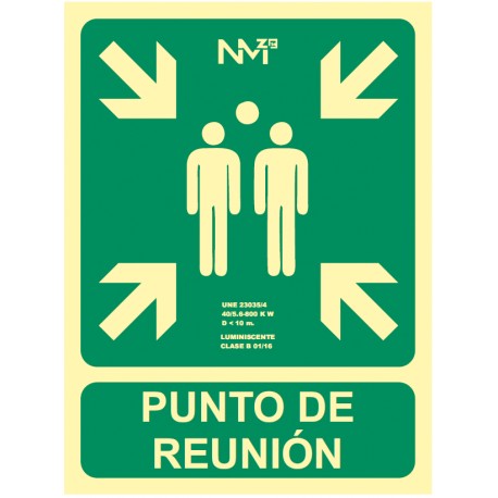 Señal fotoluminscente punto de reunion pvc 224x300x0,7mm NORMALUZ