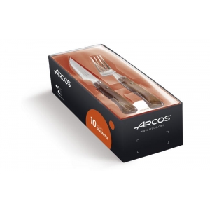 Juego de chuleteros 6 pz mango madera (tenedor + cuchillo) ARCOS