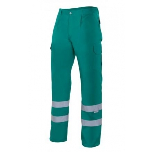 Pantalon multibolsillos 159-02 verde 2 cintas reflectantes VELILLA