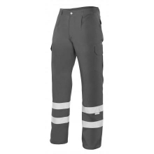 Pantalon multibolsillos 159-08 gris 2 cintas reflectantes VELILLA