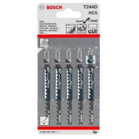 Hoja sierra de calar madera T 244 D (5 uds) BOSCH