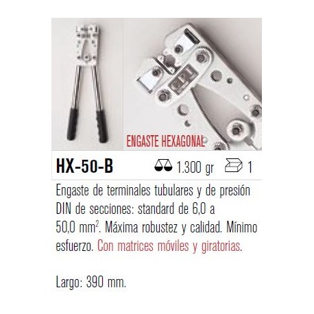 Prensaterminales HX-50-B  encaste hexagonal 6/50mm2 XB